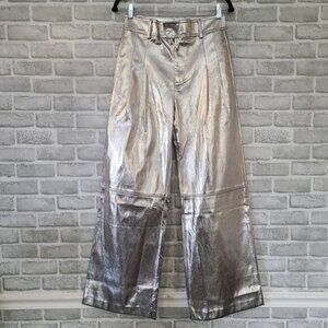 Line & Dot Womens Tinsley High Waist Wide Leg Faux Leather Pants M Glam NEW